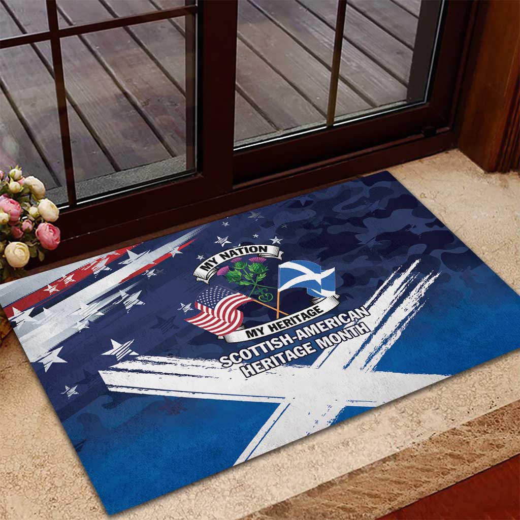 USA Scotland Flag Rubber Doormat My Nation My Heritage
