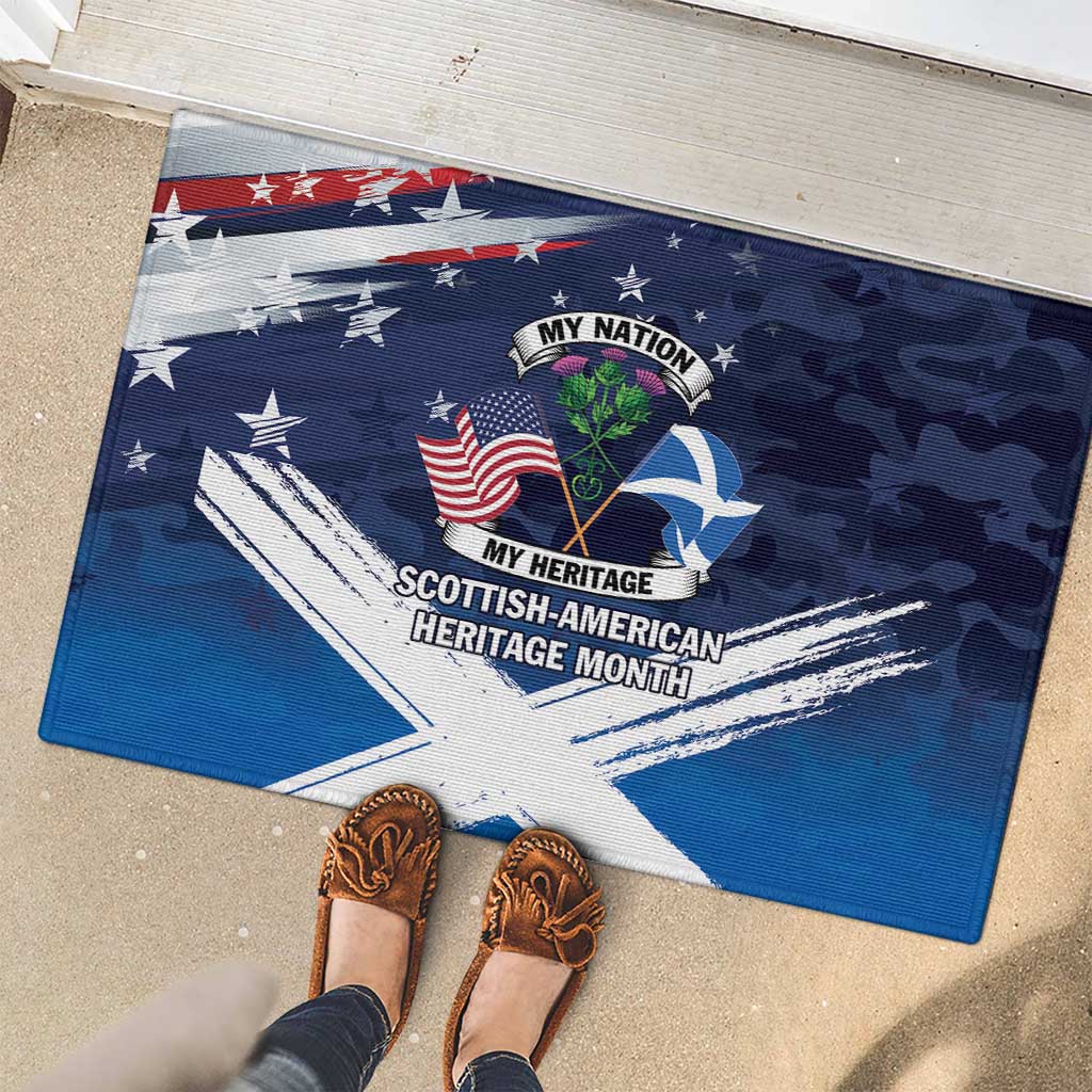 USA Scotland Flag Rubber Doormat My Nation My Heritage