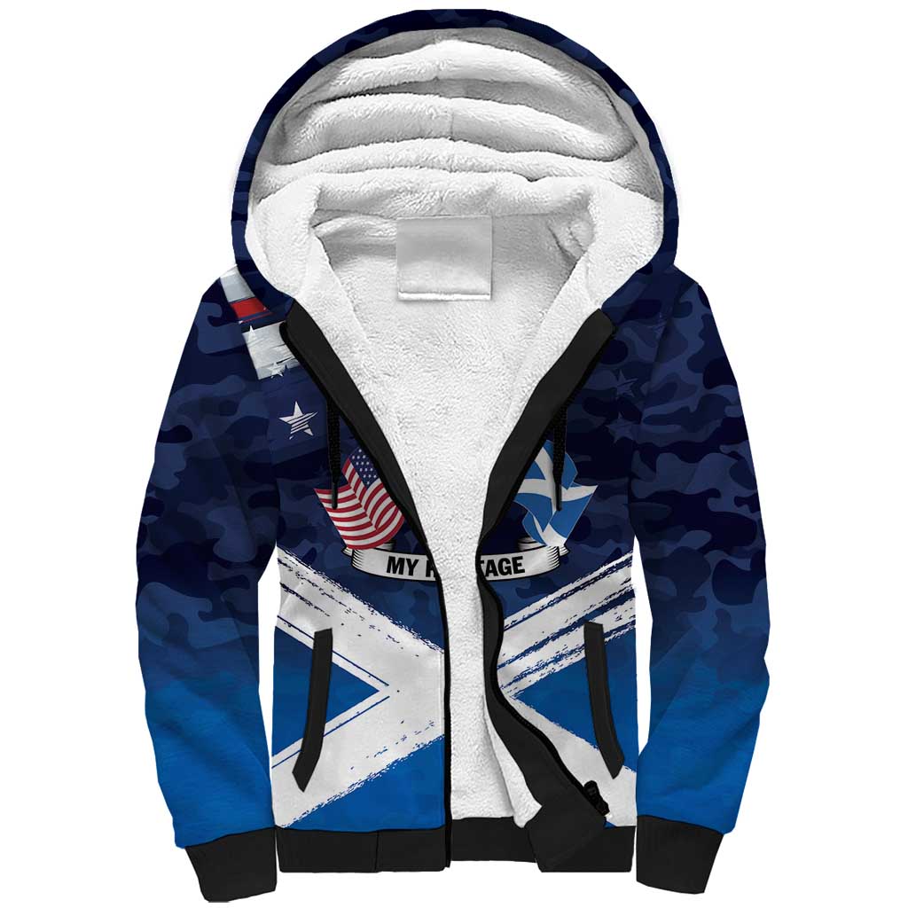 USA Scotland Flag Sherpa Hoodie My Nation My Heritage