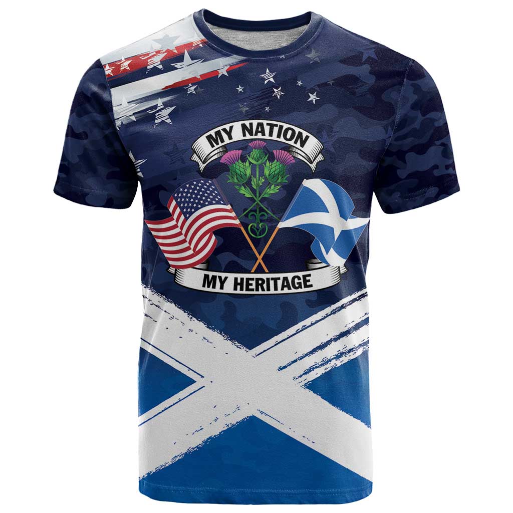USA Scotland Flag T Shirt My Nation My Heritage