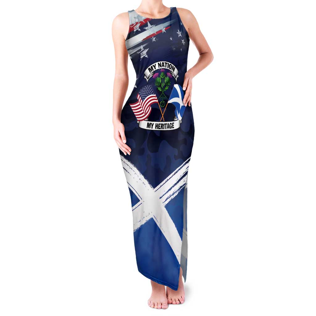 USA Scotland Flag Tank Maxi Dress My Nation My Heritage