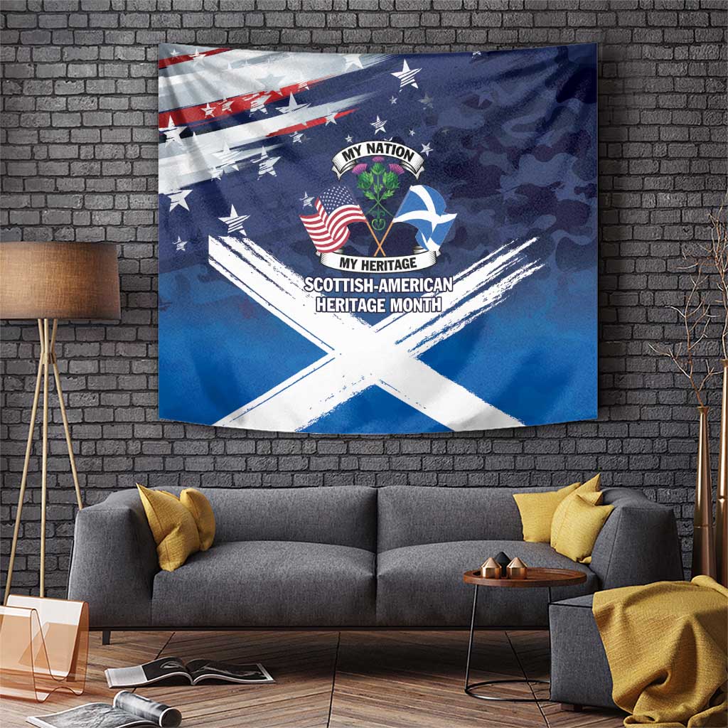 USA Scotland Flag Tapestry My Nation My Heritage