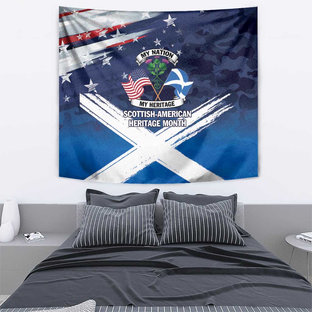 USA Scotland Flag Tapestry My Nation My Heritage