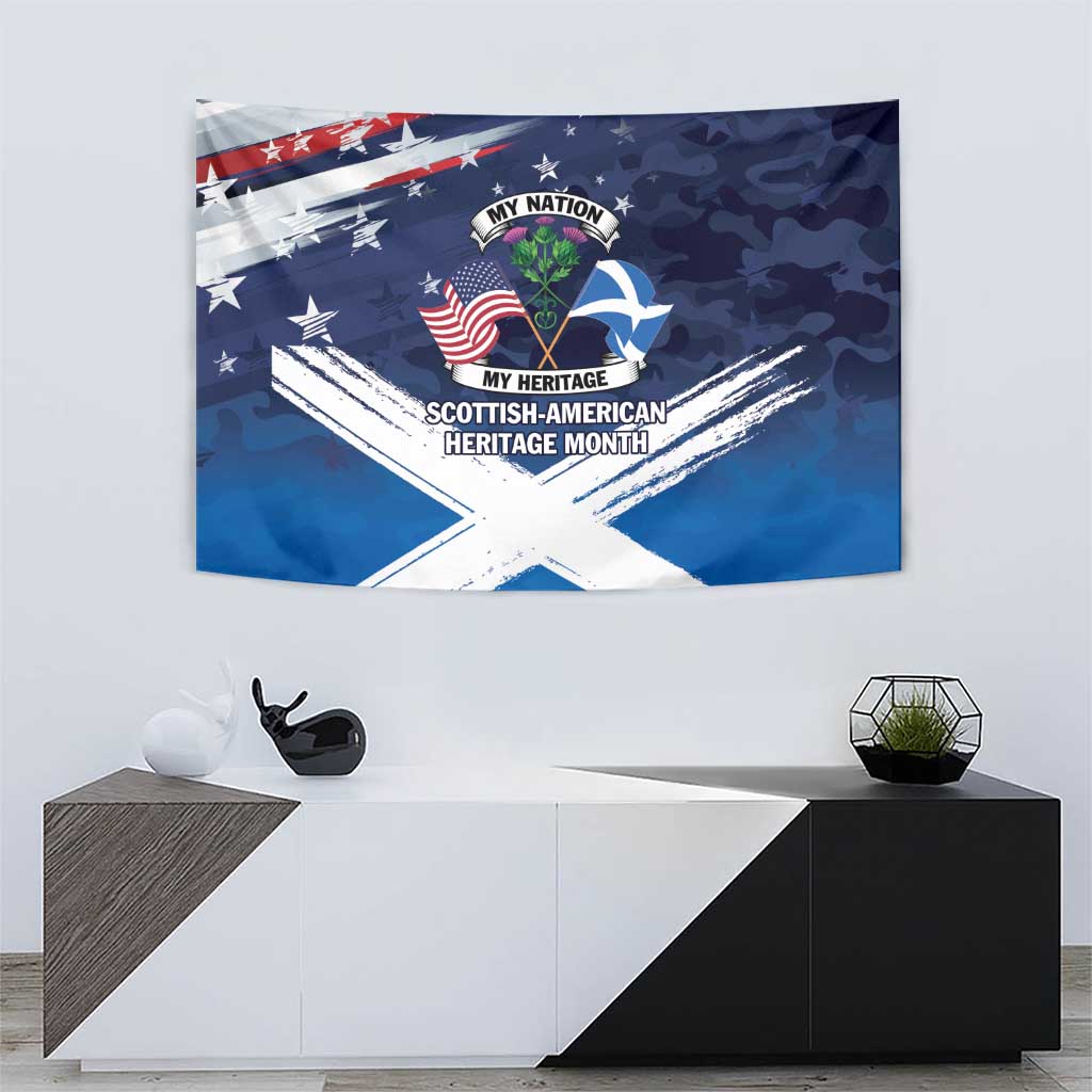 USA Scotland Flag Tapestry My Nation My Heritage