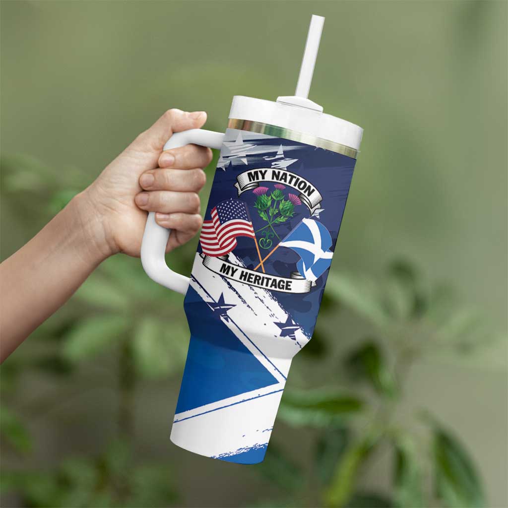 USA Scotland Flag Tumbler With Handle My Nation My Heritage