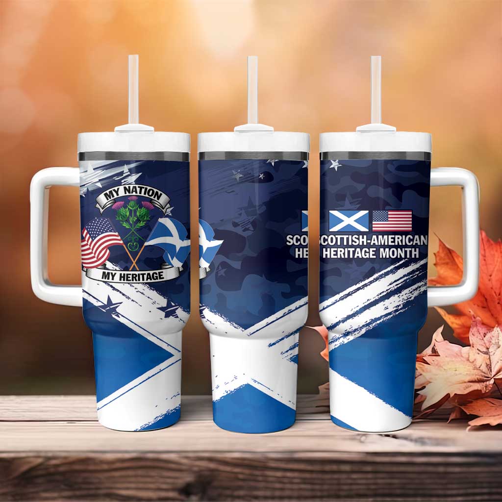 USA Scotland Flag Tumbler With Handle My Nation My Heritage
