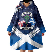 USA Scotland Flag Wearable Blanket Hoodie My Nation My Heritage