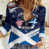 USA Scotland Flag Women Casual Shirt My Nation My Heritage