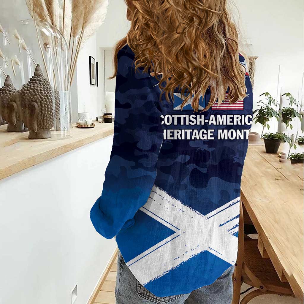 USA Scotland Flag Women Casual Shirt My Nation My Heritage