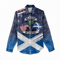 USA Scotland Flag Women Casual Shirt My Nation My Heritage