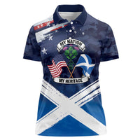 USA Scotland Flag Women Polo Shirt My Nation My Heritage