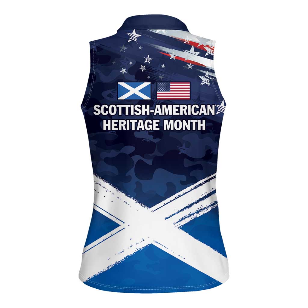 USA Scotland Flag Women Sleeveless Polo Shirt My Nation My Heritage