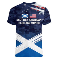 USA Scotland Flag Women V-Neck T-Shirt My Nation My Heritage