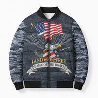 Brave Souls Remembered Patriotic Military Tribute Art Bomber Puffer Jacket