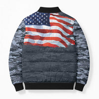 Brave Souls Remembered Patriotic Military Tribute Art Bomber Puffer Jacket