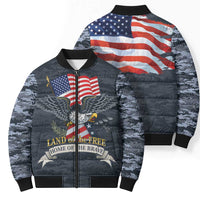 Brave Souls Remembered Patriotic Military Tribute Art Bomber Puffer Jacket