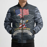 Brave Souls Remembered Patriotic Military Tribute Art Bomber Puffer Jacket