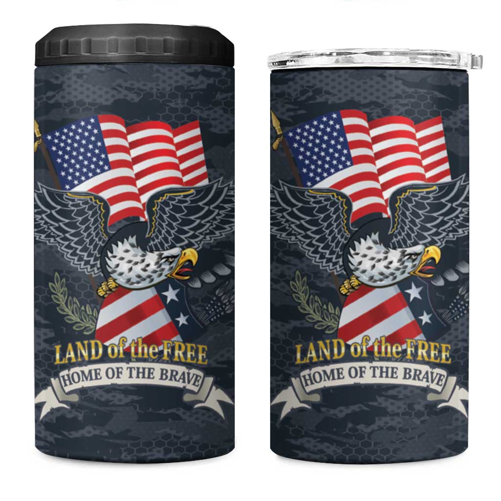 Brave Souls Remembered Patriotic Military Tribute Art 4 in 1 Can Cooler Tumbler