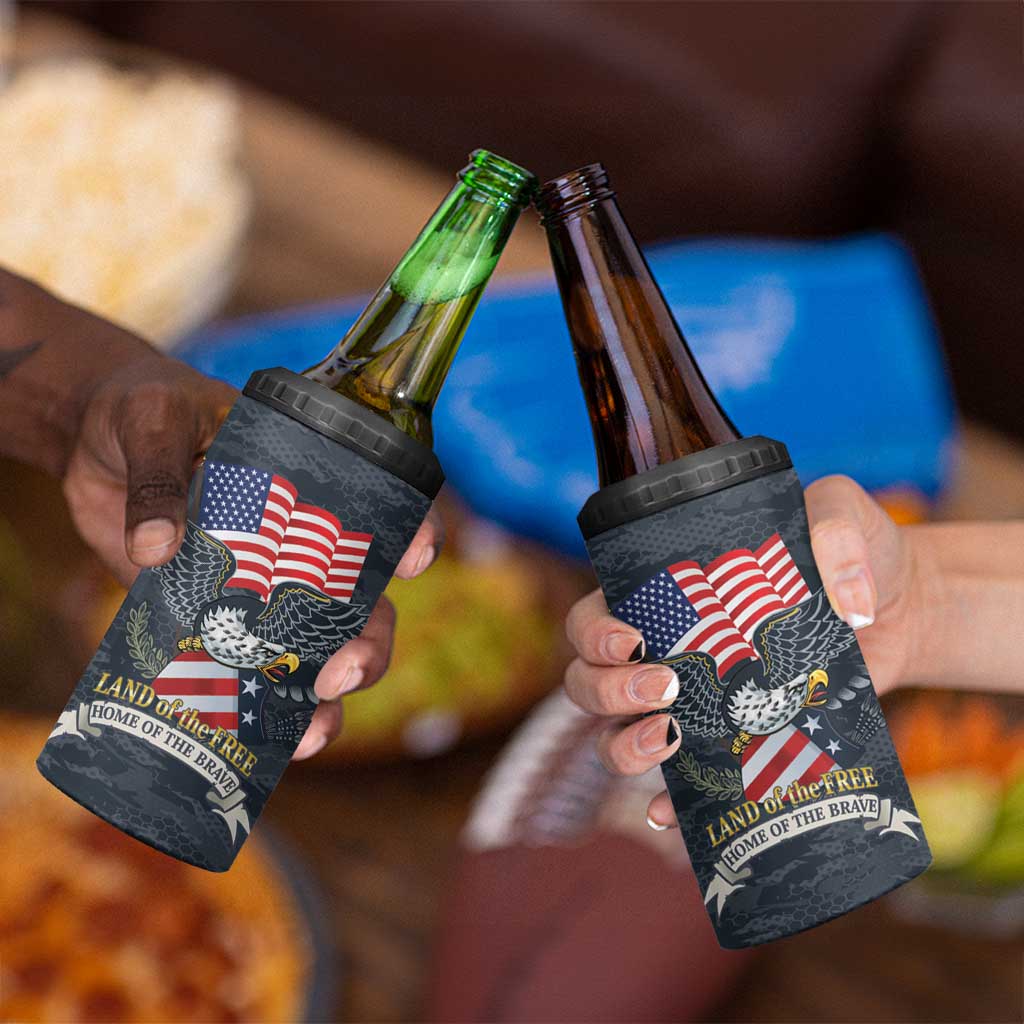 Brave Souls Remembered Patriotic Military Tribute Art 4 in 1 Can Cooler Tumbler