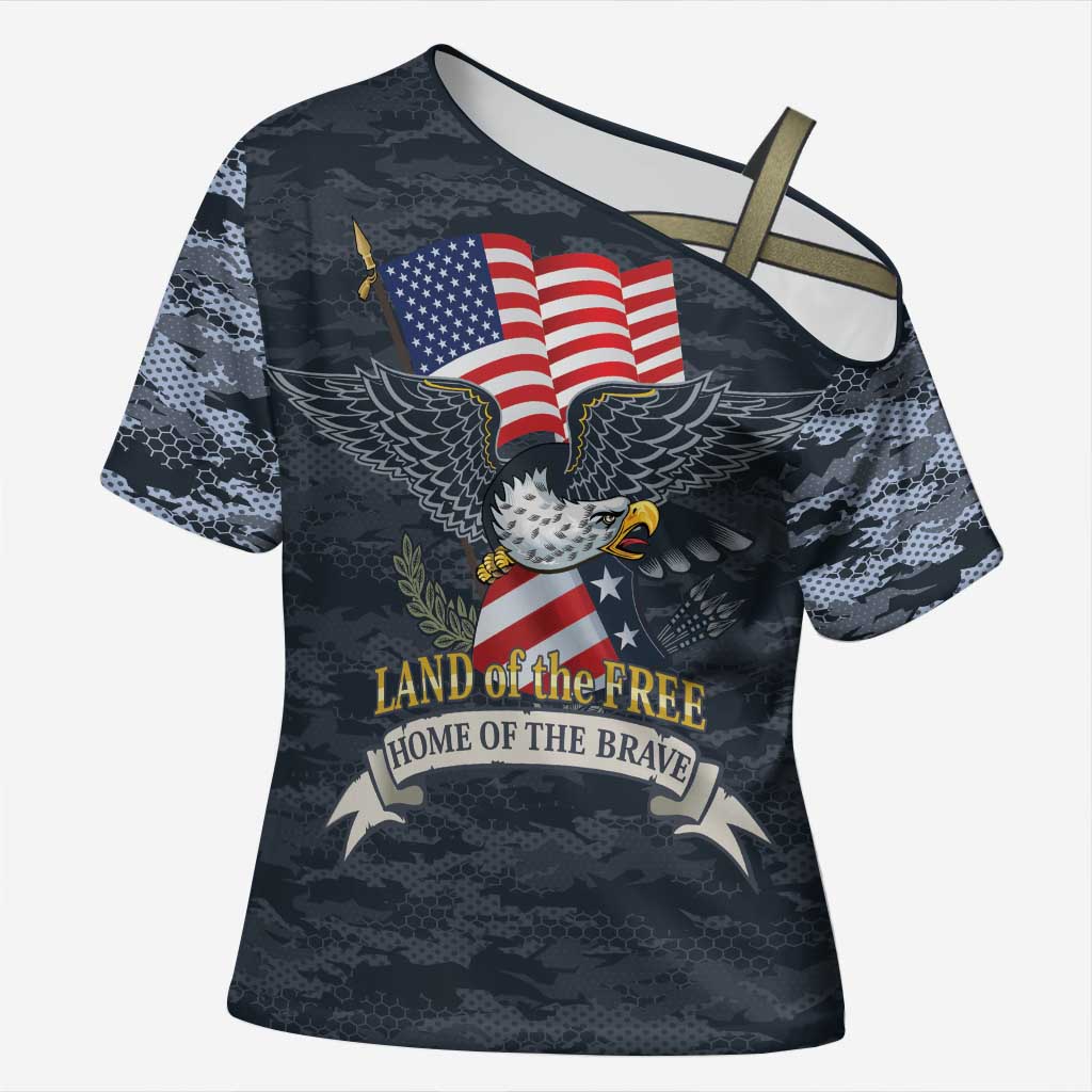 Brave Souls Remembered Patriotic Military Tribute Art Cross Shoulder Shirt