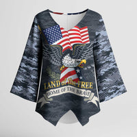 Brave Souls Remembered Patriotic Military Tribute Art Kimono Sleeve Blouse