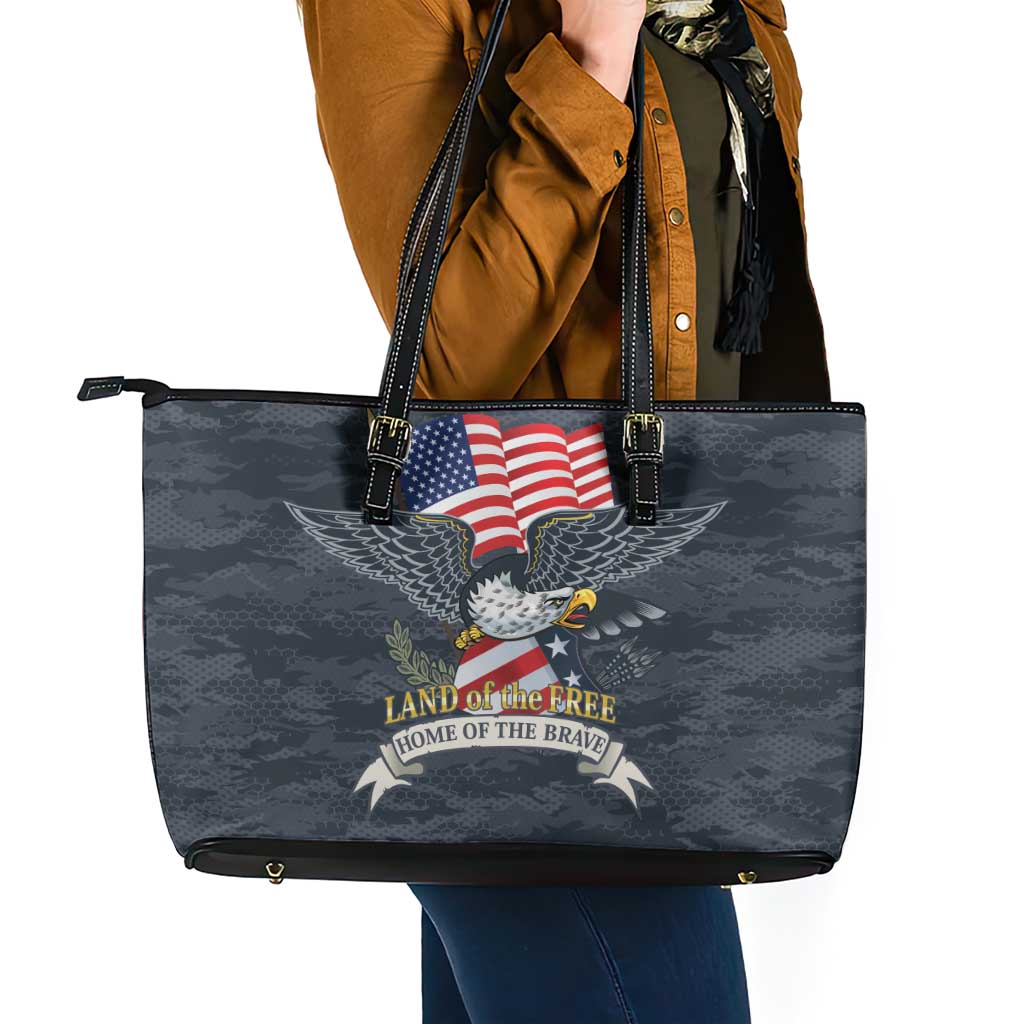 Brave Souls Remembered Patriotic Military Tribute Art Leather Tote Bag