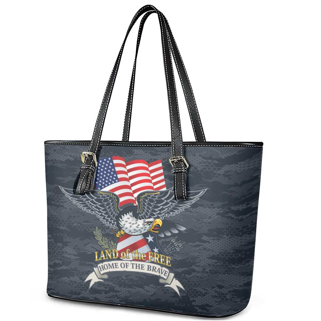 Brave Souls Remembered Patriotic Military Tribute Art Leather Tote Bag