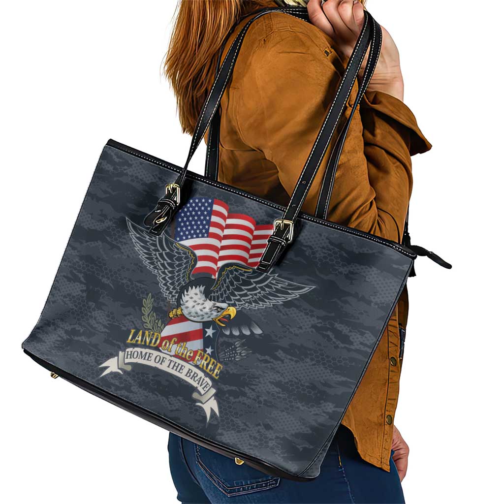 Brave Souls Remembered Patriotic Military Tribute Art Leather Tote Bag