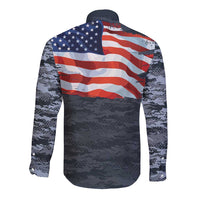 Brave Souls Remembered Patriotic Military Tribute Art Long Sleeve Button Shirt