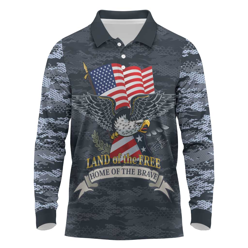 Brave Souls Remembered Patriotic Military Tribute Art Long Sleeve Polo Shirt