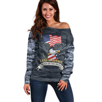 Brave Souls Remembered Patriotic Military Tribute Art Off Shoulder Sweater