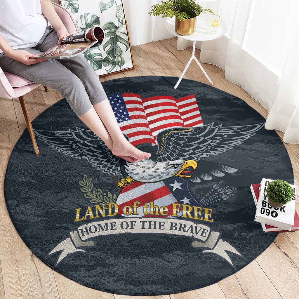 Brave Souls Remembered Patriotic Military Tribute Art Round Carpet