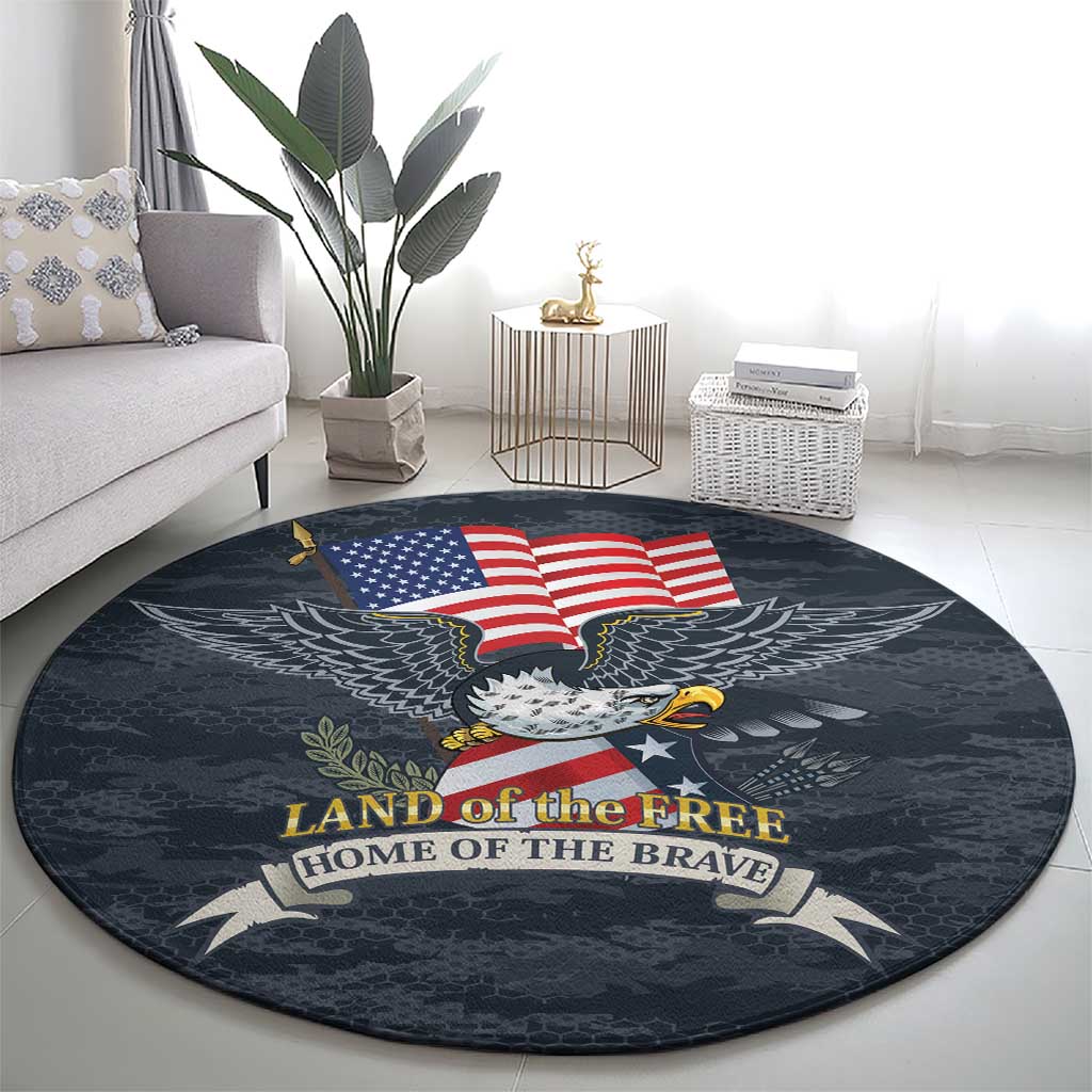 Brave Souls Remembered Patriotic Military Tribute Art Round Carpet