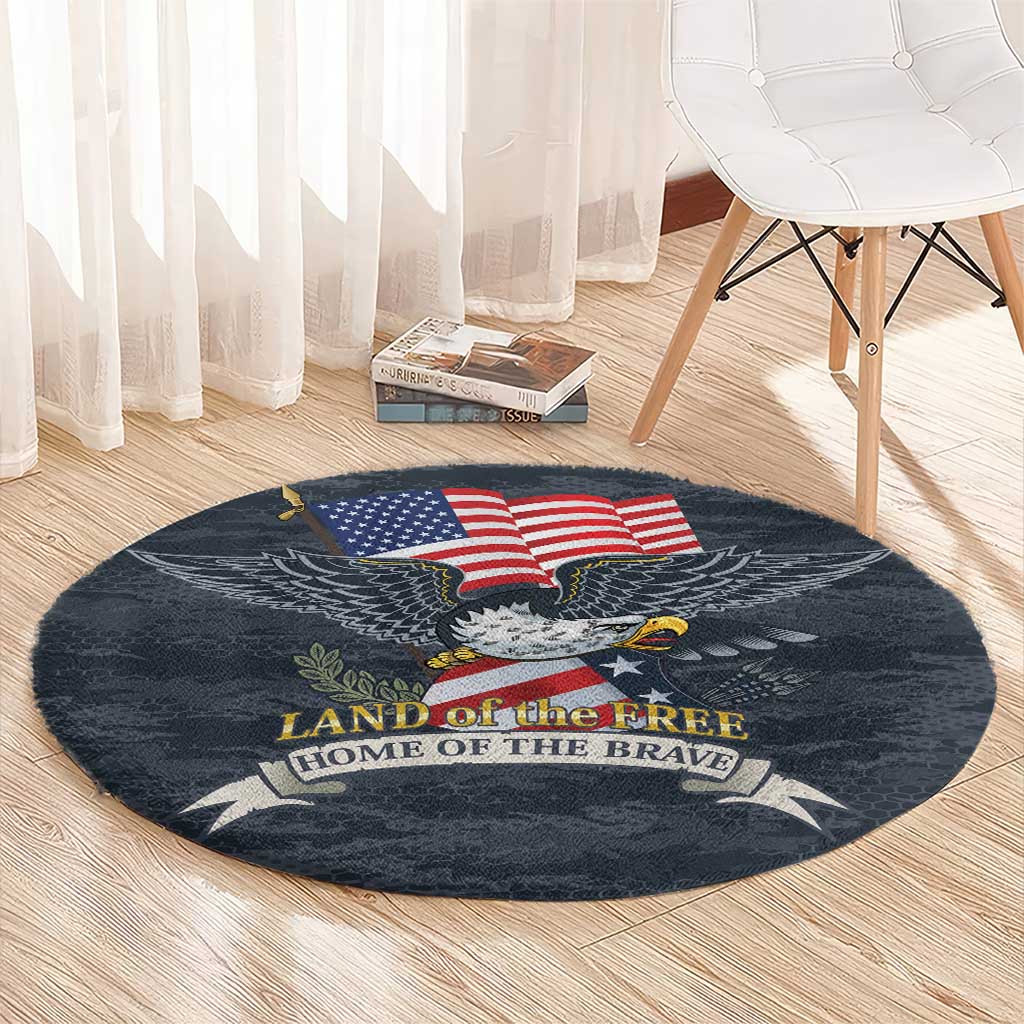 Brave Souls Remembered Patriotic Military Tribute Art Round Carpet
