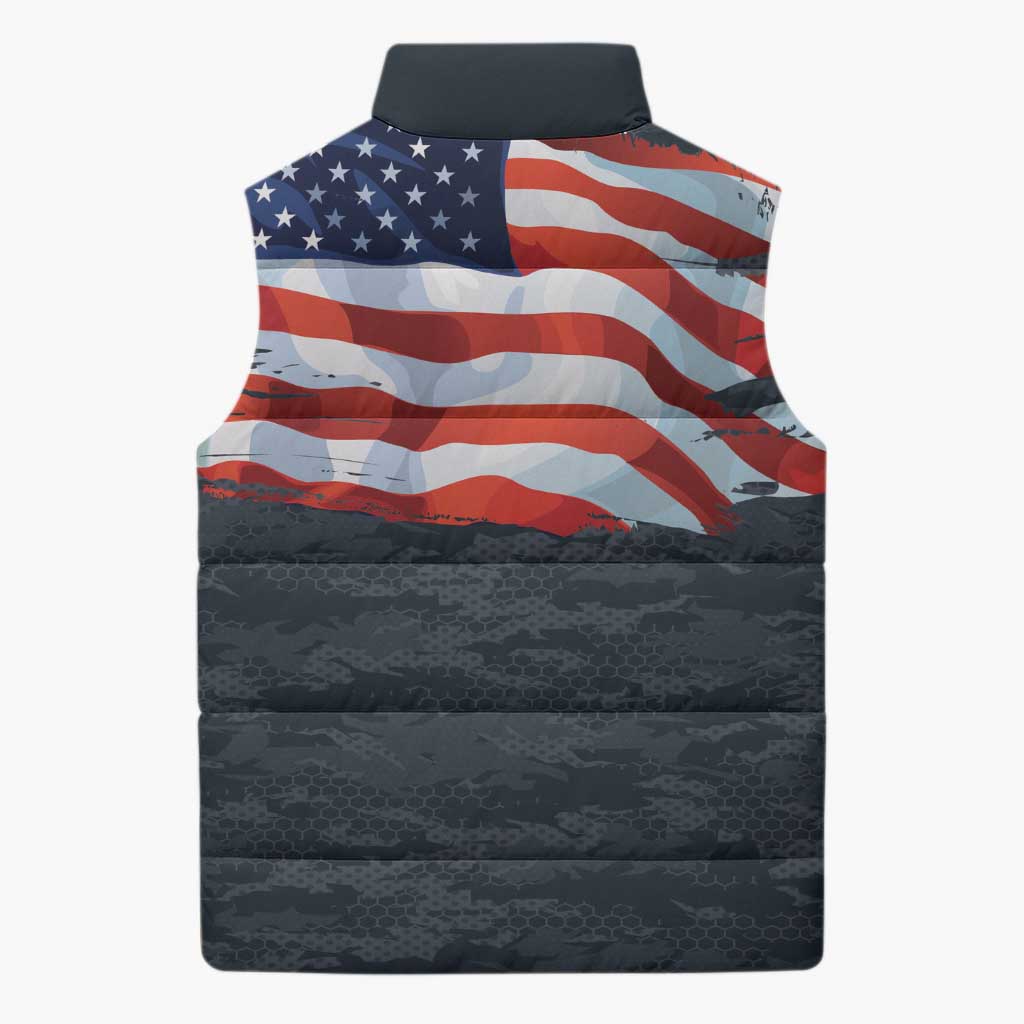 Brave Souls Remembered Patriotic Military Tribute Art Sleeveless Puffer Jacket
