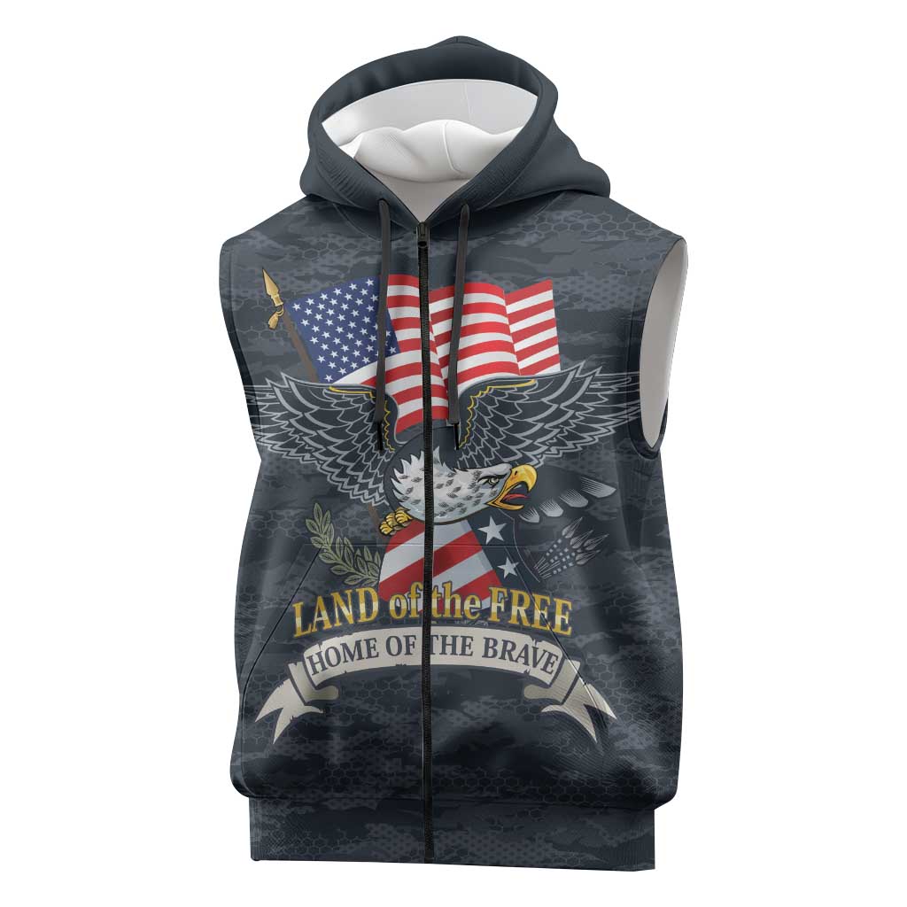 Brave Souls Remembered Patriotic Military Tribute Art Sleeveless Zip Hoodie