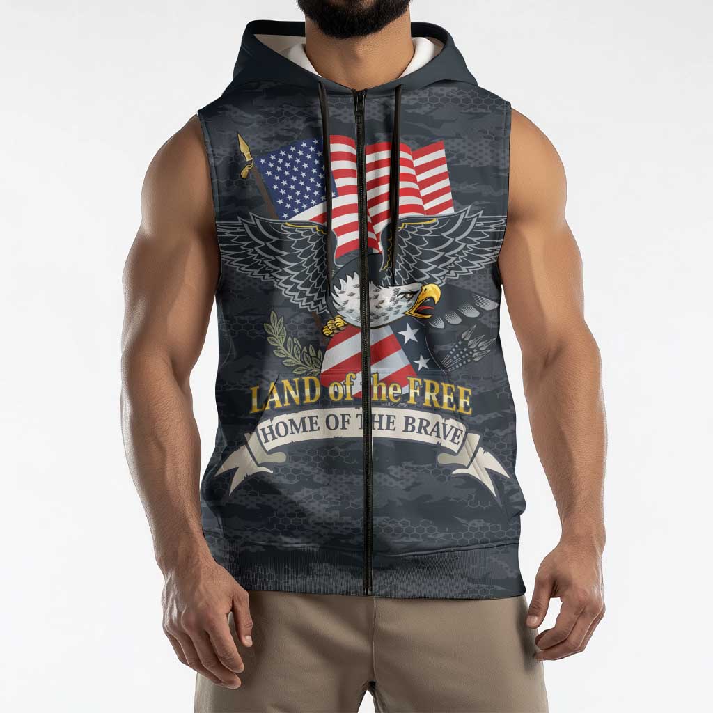 Brave Souls Remembered Patriotic Military Tribute Art Sleeveless Zip Hoodie
