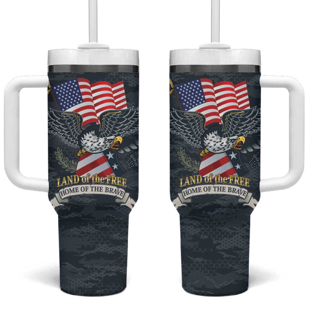 Brave Souls Remembered Patriotic Military Tribute Art Tumbler With Handle