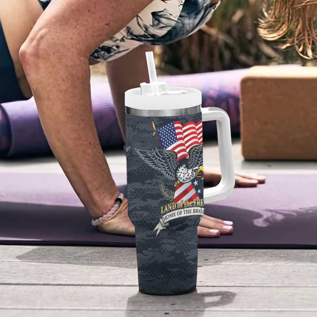 Brave Souls Remembered Patriotic Military Tribute Art Tumbler With Handle