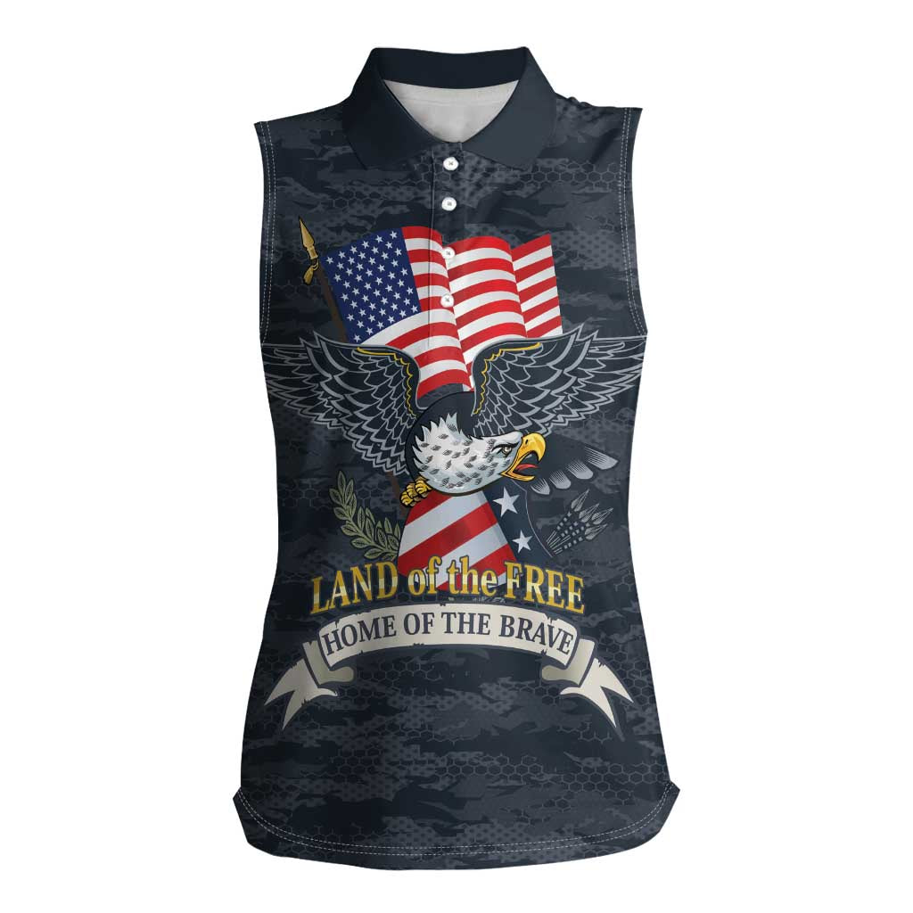 Brave Souls Remembered Patriotic Military Tribute Art Women Sleeveless Polo Shirt