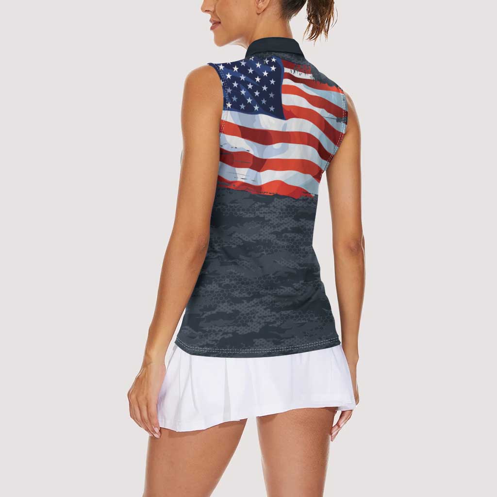 Brave Souls Remembered Patriotic Military Tribute Art Women Sleeveless Polo Shirt