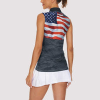 Brave Souls Remembered Patriotic Military Tribute Art Women Sleeveless Polo Shirt