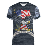 Brave Souls Remembered Patriotic Military Tribute Art Women V-Neck T-Shirt