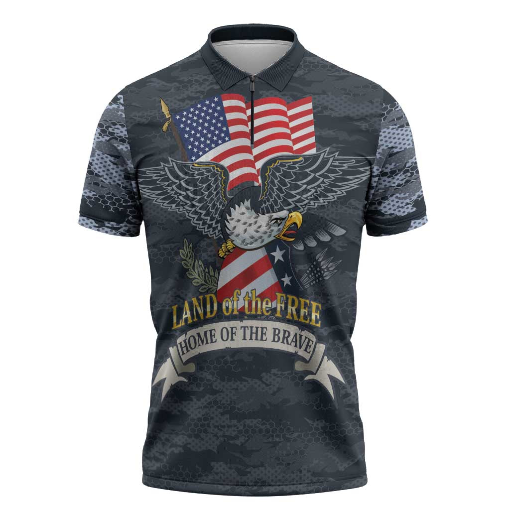 Brave Souls Remembered Patriotic Military Tribute Art Zipper Polo Shirt