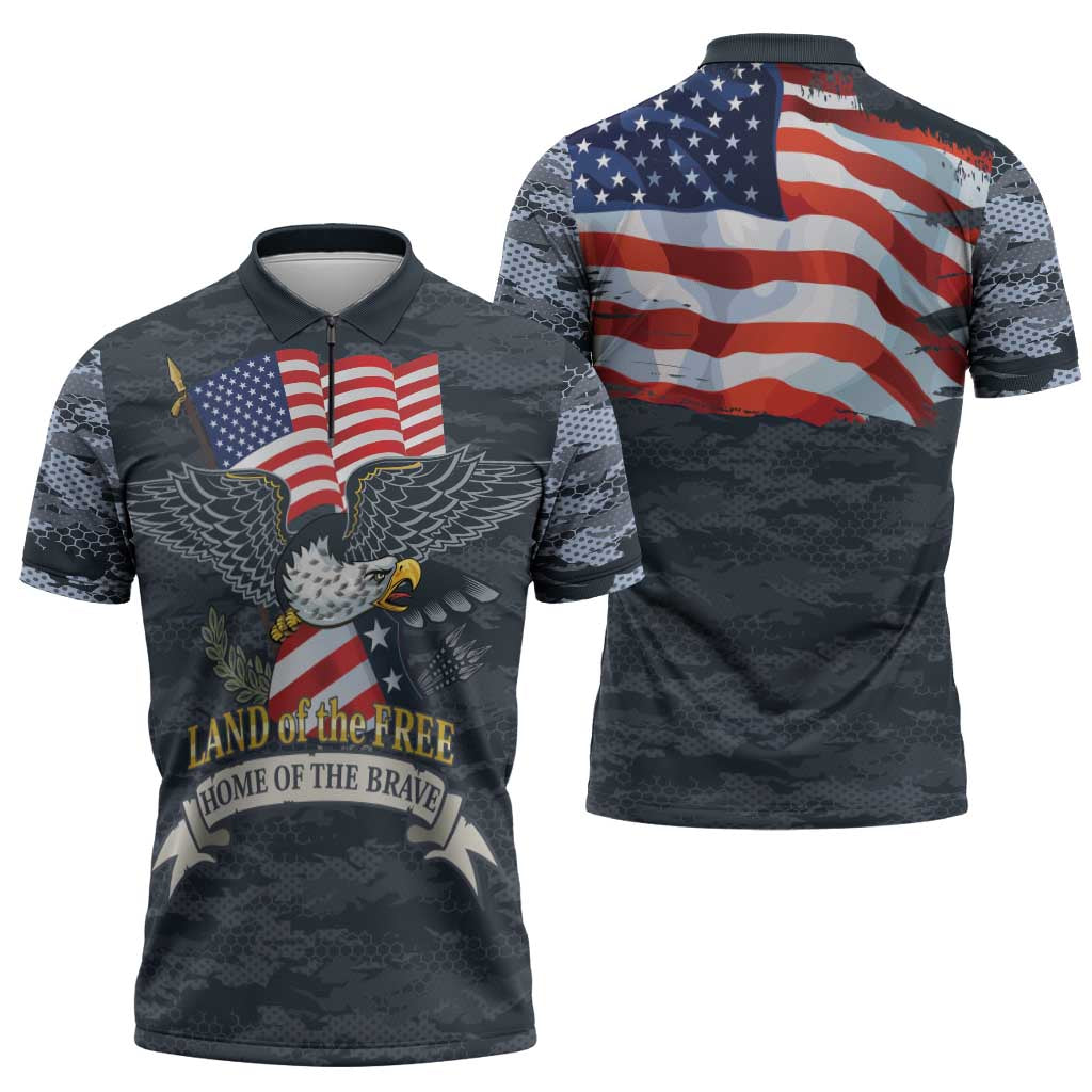 Brave Souls Remembered Patriotic Military Tribute Art Zipper Polo Shirt