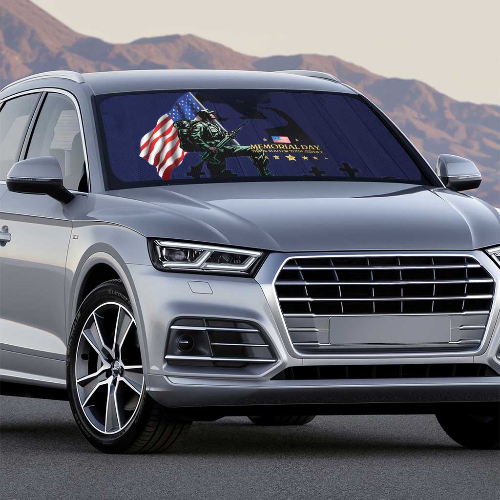 Memorial Day Veteran Remember and Honor Auto Sun Shade
