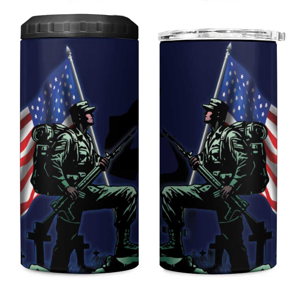 Memorial Day Veteran Remember and Honor 4 in 1 Can Cooler Tumbler