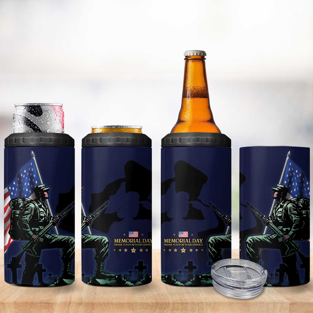Memorial Day Veteran Remember and Honor 4 in 1 Can Cooler Tumbler