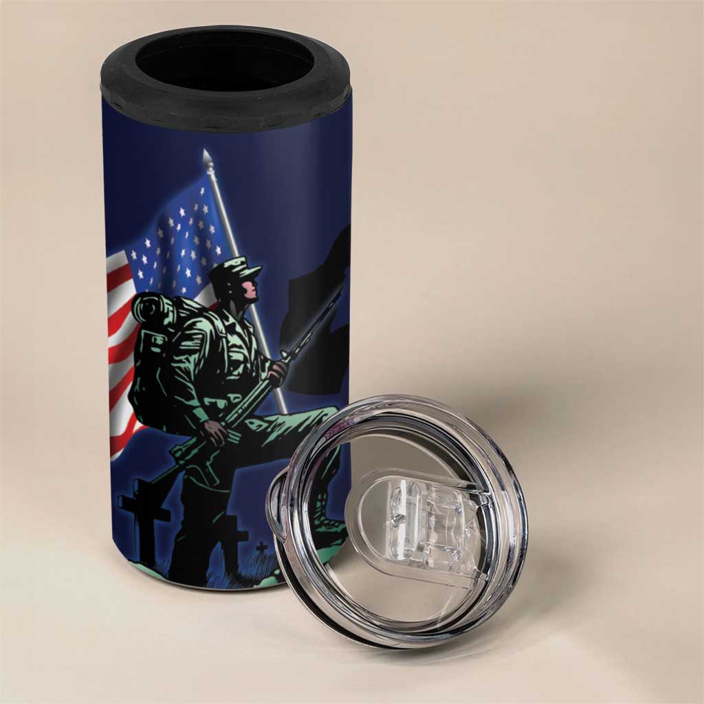 Memorial Day Veteran Remember and Honor 4 in 1 Can Cooler Tumbler