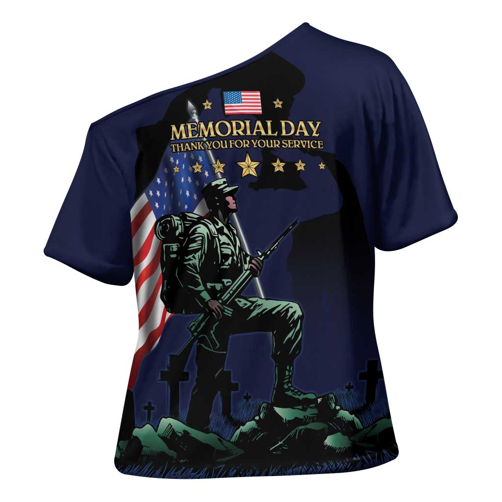 Memorial Day Veteran Remember and Honor Cross Shoulder Shirt